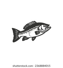 Bass fish Icon on White Background - Simple Vector Illustration