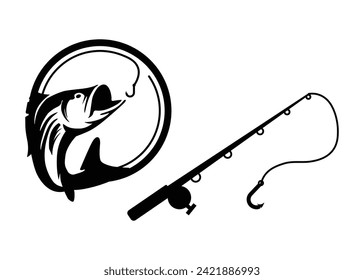 Bass fish icon silhouette design template isolated