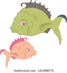 bass fish icons isolated on white background. Design element for logo, label, emblem, sign, brand mark. Vector illustration.
