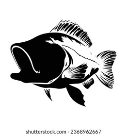 bass fish icons isolated on white background. Design element for logo, label, emblem, sign, brand mark. Vector illustration.