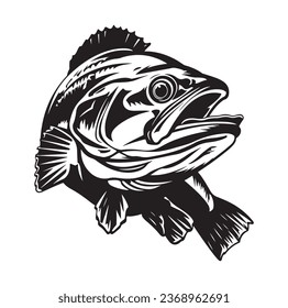 bass fish icons isolated on white background. Design element for logo, label, emblem, sign, brand mark. Vector illustration.