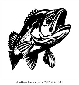 bass fish icons isolated on white background. Design element for logo, label, emblem, sign, brand mark. Vector illustration.