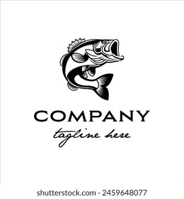 Bass fish logo with classic style design