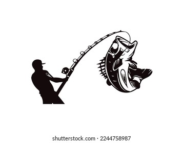 Bass fish. Perch fishing vector illustration. fishing design and vector art.