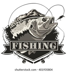 Bass fish. Perch fishing vector illustration. Bass fishing vector illustration can be used for original design.

