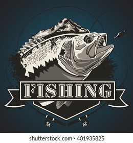 Bass fish. Perch fishing vector illustration. Bass fishing vector illustration can be used for original design.