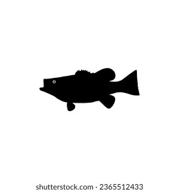 Bass Fish Silhouette, can use for Art Illustration, Logo Gram, Pictogram, Mascot, Website, or Graphic Design Element. Vector Illustration