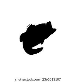 Bass Fish Silhouette, can use for Art Illustration, Logo Gram, Pictogram, Mascot, Website, or Graphic Design Element. Vector Illustration