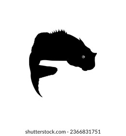 Bass Fish Silhouette, can use for Art Illustration, Logo Gram, Pictogram, Mascot, Website, or Graphic Design Element. Vector Illustration