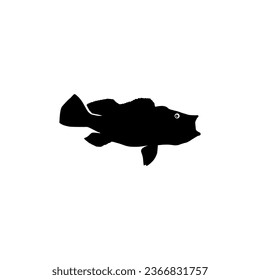 Bass Fish Silhouette, can use for Art Illustration, Logo Gram, Pictogram, Mascot, Website, or Graphic Design Element. Vector Illustration