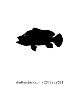 Bass Fish Silhouette, can use for Art Illustration, Logo Gram, Pictogram, Mascot, Website, or Graphic Design Element. Vector Illustration