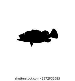 Bass Fish Silhouette, can use for Art Illustration, Logo Gram, Pictogram, Mascot, Website, or Graphic Design Element. Vector Illustration