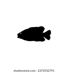 Bass Fish Silhouette, can use for Art Illustration, Logo Gram, Pictogram, Mascot, Website, or Graphic Design Element. Vector Illustration