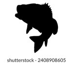 Bass fish silhouette vector art white background