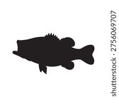 Bass fish silhouette vector art white background
