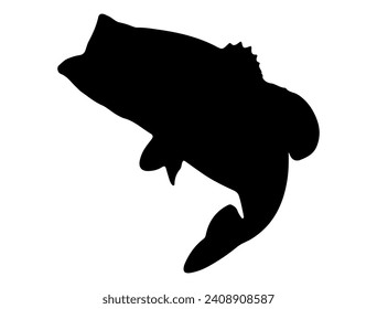 Bass fish silhouette vector art white background