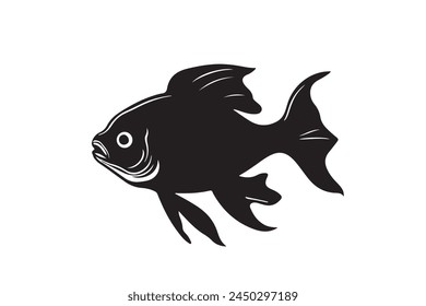 bass fish silhouette. fish vector illustration. jumping fish on white background.