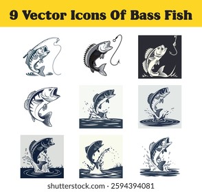 Bass fish silhouette vector illustration