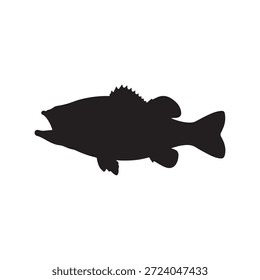Baixo peixe silhueta vetor ilustração no fundo branco
