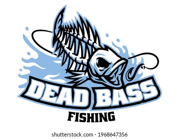 bass fish skull mascot logo