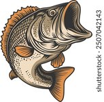 Bass fish vector clipart design template