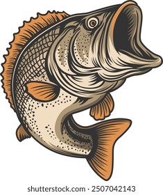 Bass fish vector clipart design template