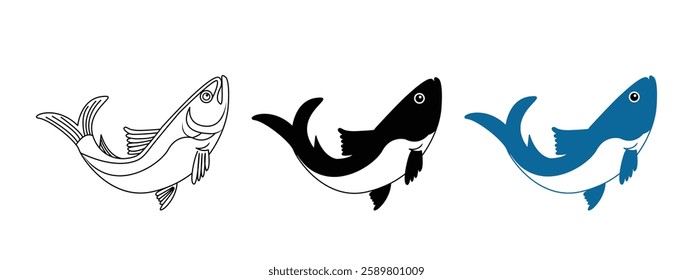 bass fish vector icon illustration isolated in white background. bass fish logo art work.