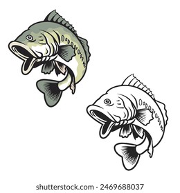 a bass fish vector illustrations. drawing with line art style.