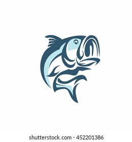 Bass Fish Vector On A White Background. Bass Fish Vector