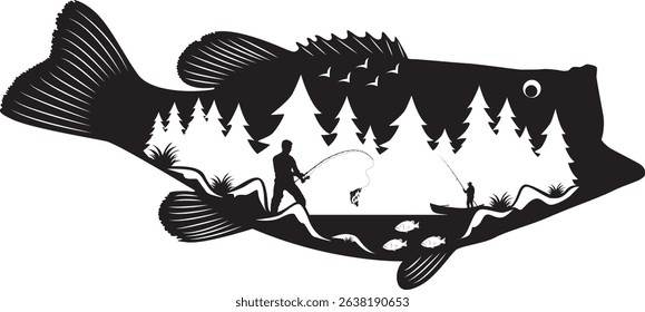 Bass Fisherman, People Fishing, Fish on Hook, Dad Bass Fish