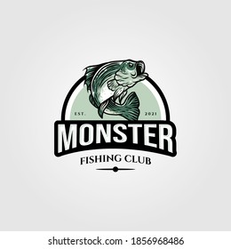 bass fishing club logo vector template illustration design