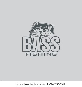 bass fishing logoм in grey