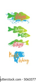 bass fishing icons set