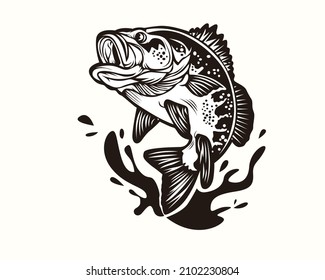 Bass fishing illustration logo design