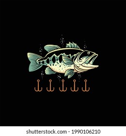 Bass Fishing Illustration Vector Design