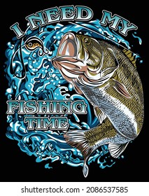 Bass Fishing Illustration  Vector  Fish  Fishing River Hook
 Graphic Design T Shirt  Fisherman 