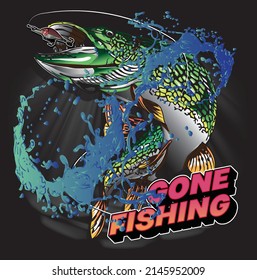 Bass fishing illustration  Vector   Fish graphic Design T shirt  Lake Fisherman  


