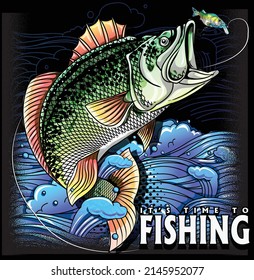 Bass Fishing Illustration  Vector   Fish Graphic Design T Shirt  Lake Fisherman  


