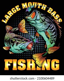 Bass Fishing Illustration  Vector  Water Fish Animals  River Hook
 Graphic