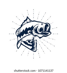 Bass Fishing Logo Design Vector Illustration