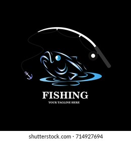 Bass fishing logo isolated on white vector illustration