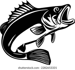 Bass Fishing Logo Monochrome Design Style