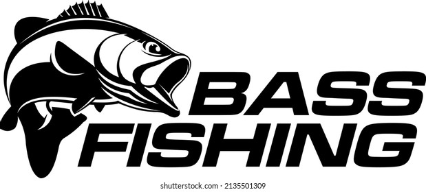 Plantilla de logotipo de pesca de bajo, vector de pescado de bajo único y fresco. Ideal para la pesca de bajada. 