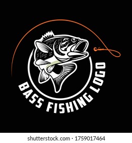 Bass Fishing Logo. Unique and Fresh Bass jumping out of the water. great for your bass fishing activity.