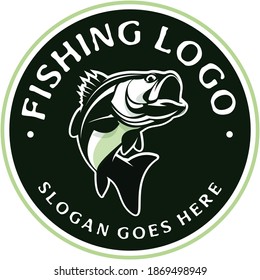 Bass Fishing Logo, Unique and Fresh Bass fish jumping out of the water, awesome to use in your bass fishing activity. 