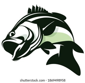 Bass Fishing Logo, Unique and Fresh Bass fish jumping out of the water, awesome to use in your bass fishing activity. 