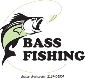 Bass Fishing Logo, Unique and Fresh Bass fish jumping out of the water, awesome to use in your bass fishing activity.
