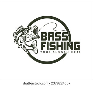 bass fishing logo, unique and fresh bass fish jumping out of the water, suitable for use in community logos, tournaments, identity brands