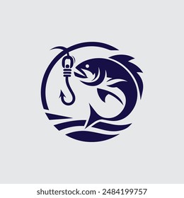 Bass Fishing Logo. Unique largemouth Bass Jumping out of the water. Great to use as your Bass fishing activity.