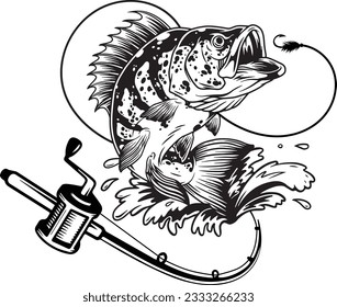 Bass Fishing T Shirt Design Vector